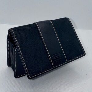 Coach Stylish Black Wallet with White Stitching